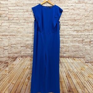 Isaac Mizrahi Royal Blue Ruffle Sleeve Wide-leg Jumpsuit Size XL